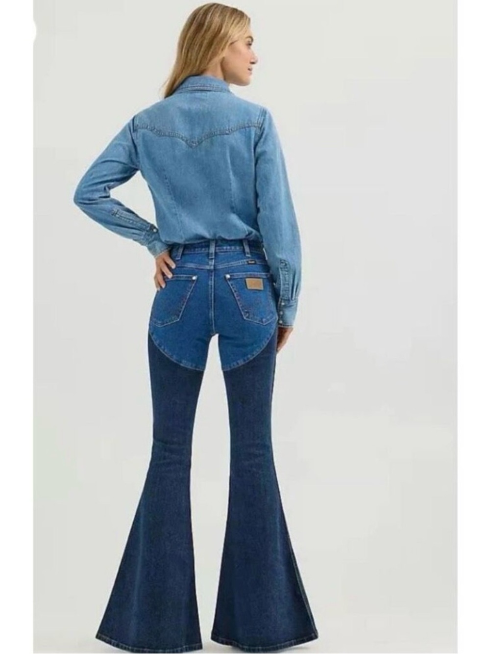 Wrangler x Lainey Wilson Dark Two Tone High Waist Bell Bottom Jeans 27 / 30 - Picture 7 of 7